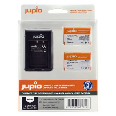 Jupio Kit: Battery NP-BX1 (2x) + USB Double-Sided Charger