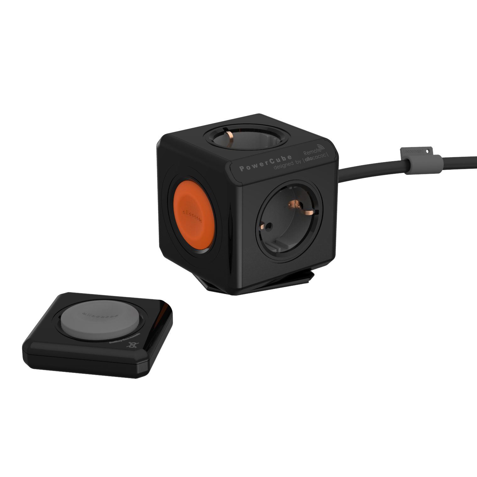 DesignNest PowerCube Extended Remote Set - zwart - inclusief afstandsbediening en AAn- en UIT knop - Kabel lengte 1.5 mtr. - NL/DE (Type F) - stekkerdoos - stekkerblok