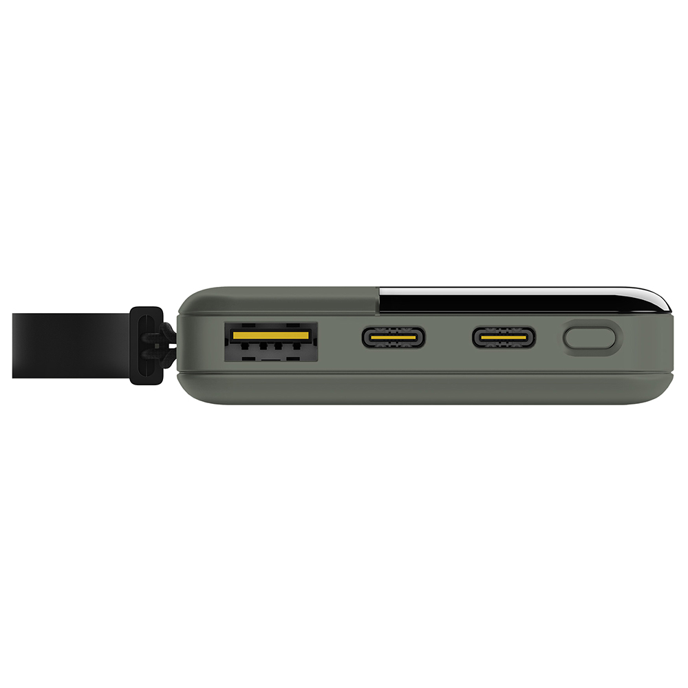 Aqiila Powerbank 10000mAh, 20W, LCD Scherm, 2x USB-C, 1x USB-A, Pass Through Charging, Lichtgewicht, plasticvrije verpakking, Powerbird B10 zwart