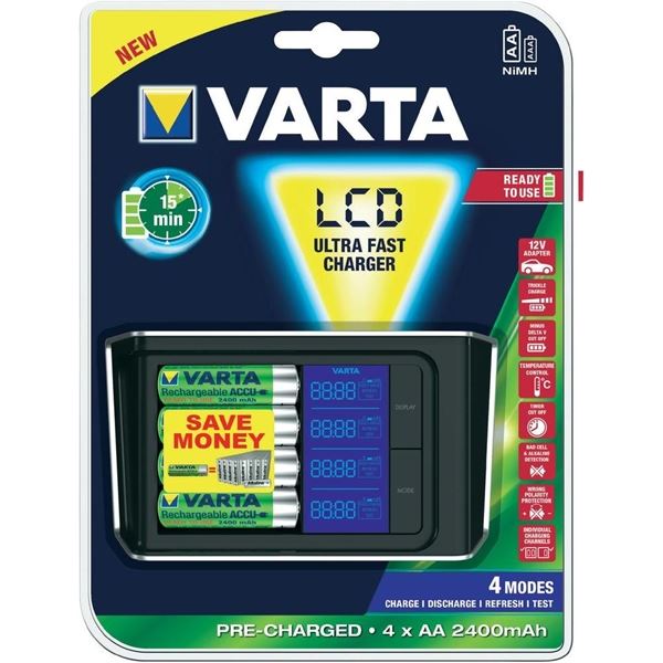 Varta Batterij Lcd Ultra Fast Lader 4Aa240012V varta kopen in de aanbieding
