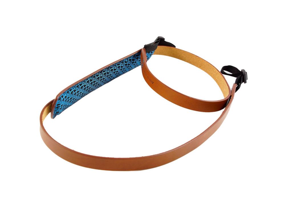 4V Design Classic Medium Neck Strap Tuscany Leer - Brown/Cyan