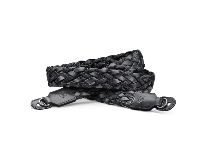 Leica Carrying Strap, flat braided rayon & leather cord, black