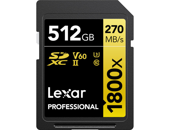 Lexar SDXC Professional 512GB 1800X UHS-II V60 Gold