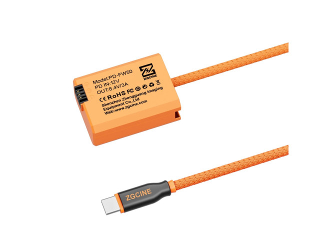 ZGCINE USB-C To NP-FW50 Dummy Battery Cable (PD-FW50)