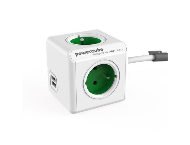 Allocacoc PowerCube Extended USB Green 1,5 Meter (FR)