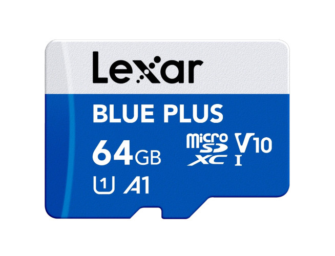 Lexar MicroSDHC Blue Plus UHS-I 64GB V30 Read 100MB/s With SD Adapter