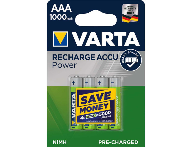 Varta Oplaadbare NiMH Batterij AAA 1.2 V 1000 mAh 4-Blister