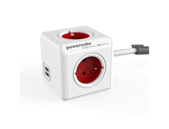 Allocacoc PowerCube Extended USB Rood 1,5 Meter (FR)