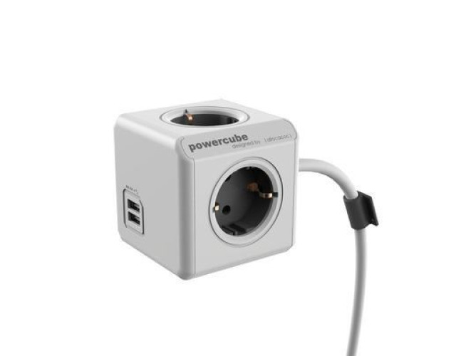 Allocacoc PowerCube Extended USB Grijs 1,5 Meter