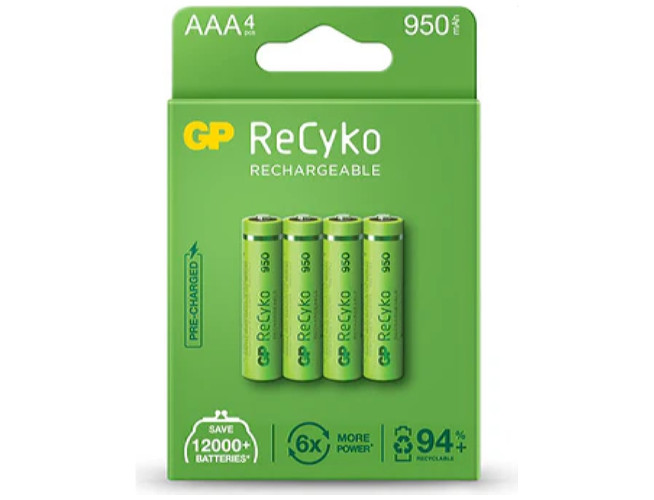 GP AAA Battery Rechargeable NiMH 950 mAh ReCyko 1.2V 4 PCs