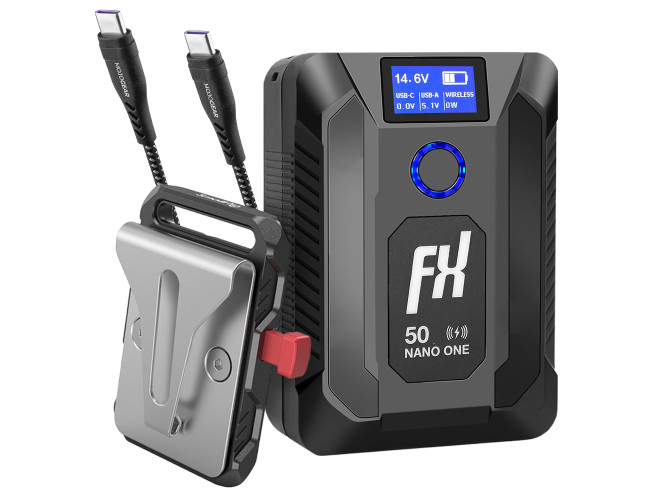 FXLion Nano One + USB-C kabel + Mini V Mount Clip