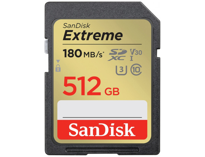 SanDisk Extreme 512GB SDXC Memory Card 180MB/s