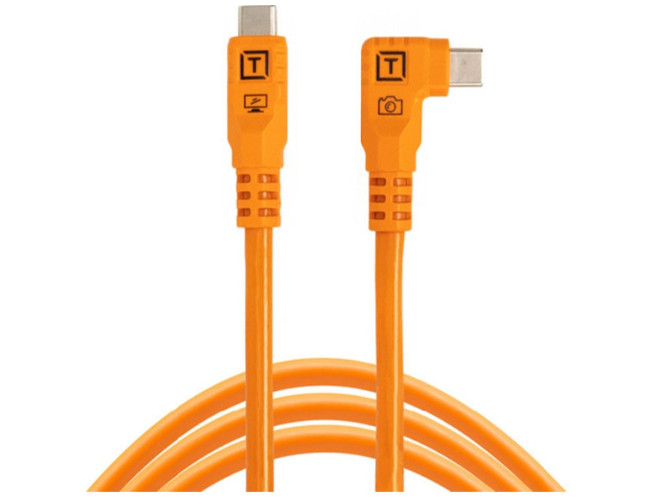 TetherTools TetherPro Optima 10G USB-C 10' (3m) Straight to Right, High-Visibility Orange