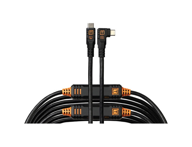 TetherTools TetherPro Optima 10G USB-C 31' (9.4m) Straight to Right, Non-Reflective Black 