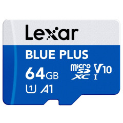 Lexar MicroSDHC Blue Plus UHS-I 64GB V30 Read 100MB/s With SD Adapter