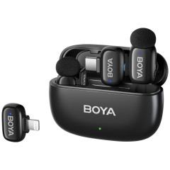 Boya MINI-12 Ultra-Mini Wireless Microphone 2TX + 2RX - Zwart