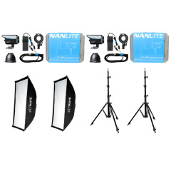 Nanlite FC-120C LED RGBW Spot Light Dual Kit With Softbox Fresnel And Lightstand