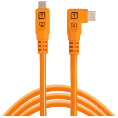 TetherTools TetherPro Optima 10G USB-C 10' (3m) Straight to Right, High-Visibility Orange