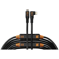 TetherTools TetherPro Optima 10G USB-C 31' (9.4m) Straight to Right, Non-Reflective Black 