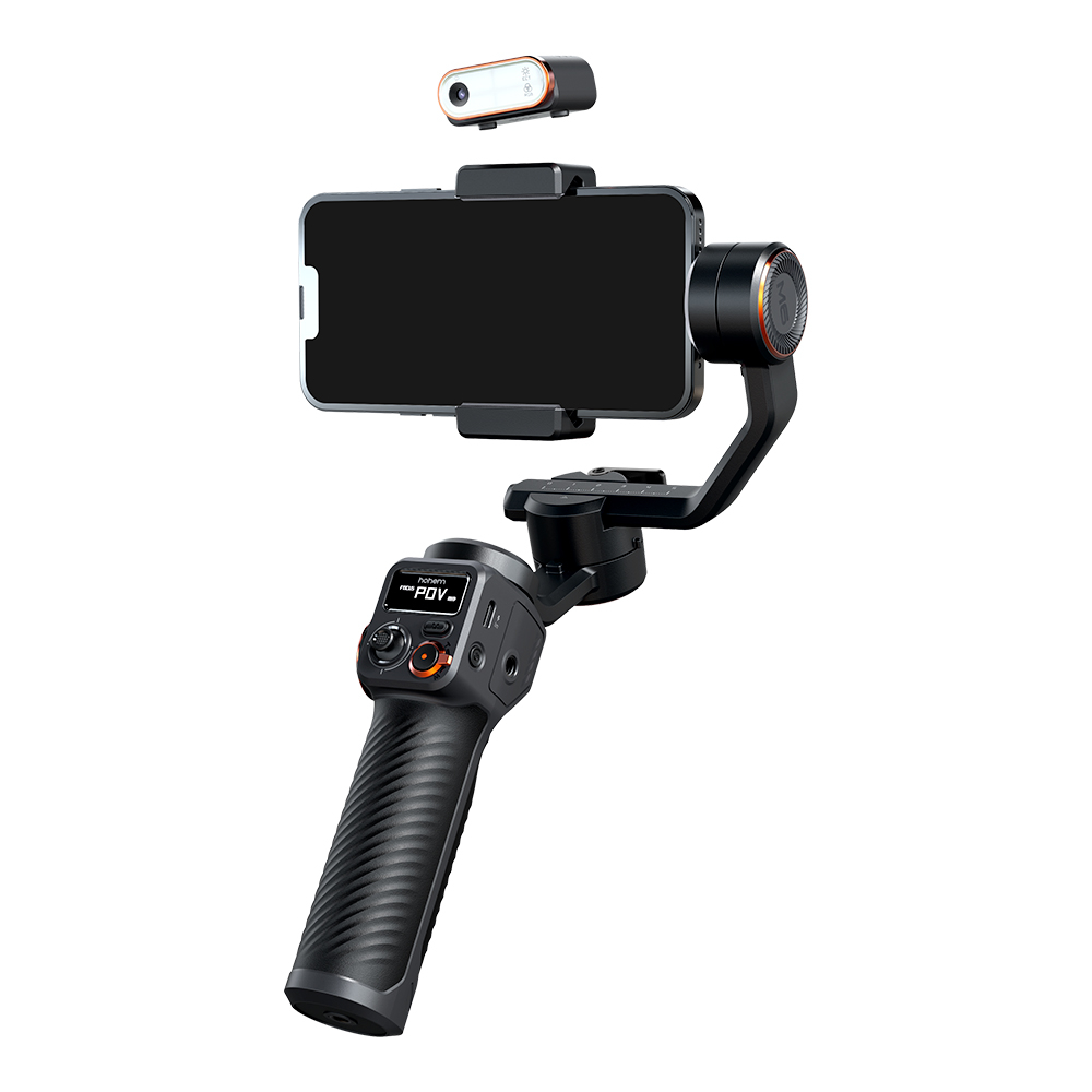 Hohem iSteady M6 Kit – Premium gimbal met lampje & AI-sensor – iSteady 7.0 stabilisatie en diverse assen – Gezichts- en objecttracking – Inclusief tripod en opbergcase — Batterij gaat 18 uur mee – Zwart