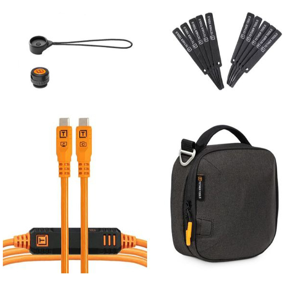 TetherTools Starter Tethering Kit Optima 10G 15&apos; (4.6m) Straight to Straight, High-Visibility Orange