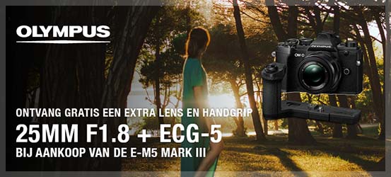 Gratis lens en grip bij de E-M5 Mark III