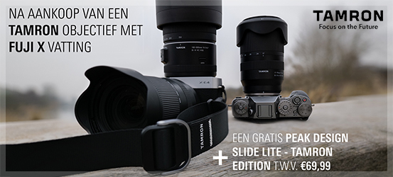 Tamron Fuji X met gratis Peak Design Slide Lite