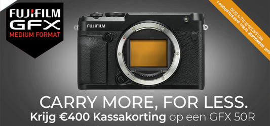 €400 kassakorting op de Fujifilm GFX 50R!