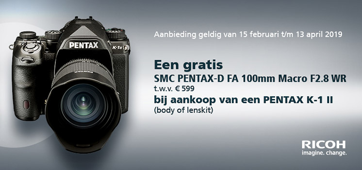 GRATIS 100mm Macro lens bij een K-1II