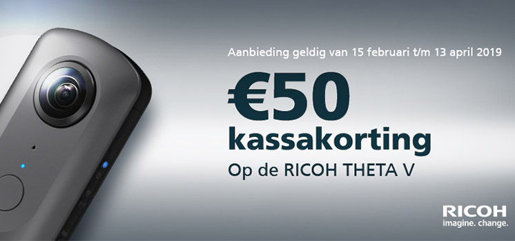 Ricoh Theta, 360 graden action cam met €50,- Kassakorting