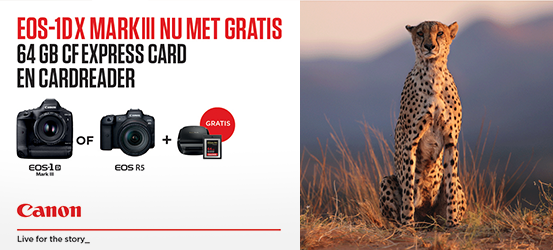 Canon EOS 1Dx Mark III or R5 - Nu met gratis CFExpress card 64GB + CF Cardreader
