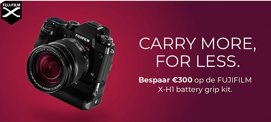 €300 kassakorting op een Fujifilm X-H1 + VPB-XH1 Batterygrip + 2x accu