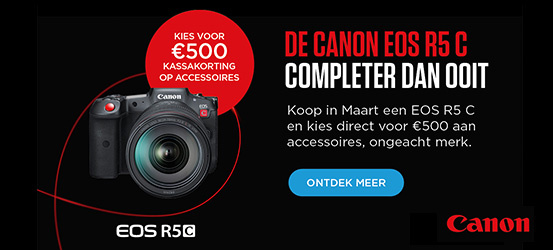 Gratis €500 accessoires bij een canon EOS R5 C