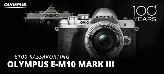 €100 kassakorting Olympus E-M10 Mark III