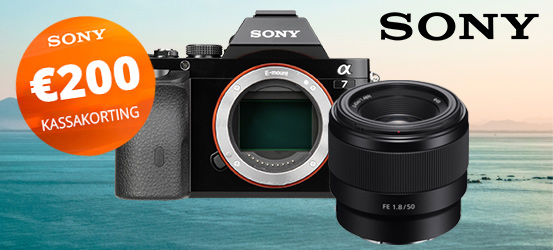 €200,- kassakorting op de Sony A7 + FE 50mm