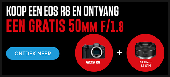 Gratis Canon RF 50mm f/1.8 lens
