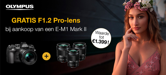 Gratis 1:1.2 Pro lens bij aankoop van een Olympus E-M1 Mark II