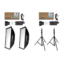 Nanlite FS-300C LED RGBW Spot Light Dual Kit Softbox And Lightstand