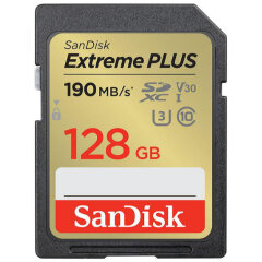 SanDisk Extreme Plus 128GB SDXC Memory Card 190MB/s
