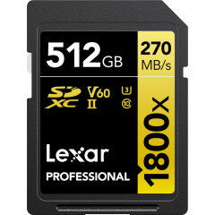 Lexar SDXC Professional 512GB 1800X UHS-II V60 Gold