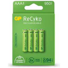 GP AAA Battery Rechargeable NiMH 950 mAh ReCyko 1.2V 4 PCs