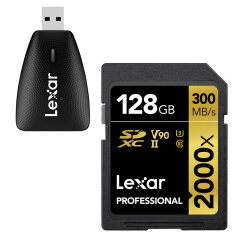 Lexar SDXC Prof UHS-II 2000X 128GB + Gratis geheugenkaartlezer
