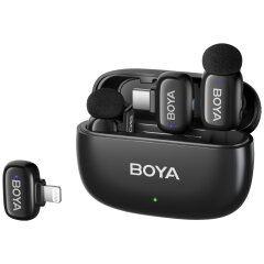 Boya MINI-12 Ultra-Mini Wireless Microphone 2TX + 2RX - Zwart